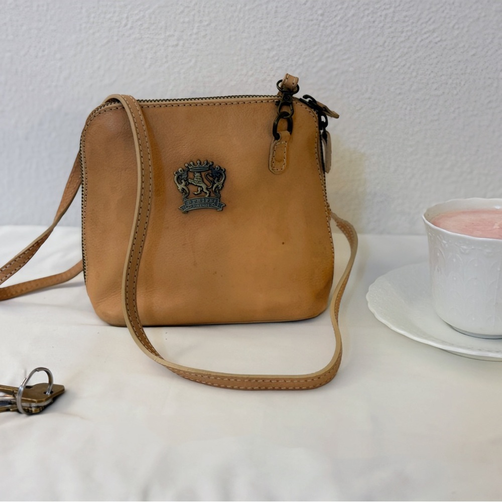 Pratesi Firenze Italian Leather Crossbody Bag Tan Small Made In Italy - Picture 5 of 13